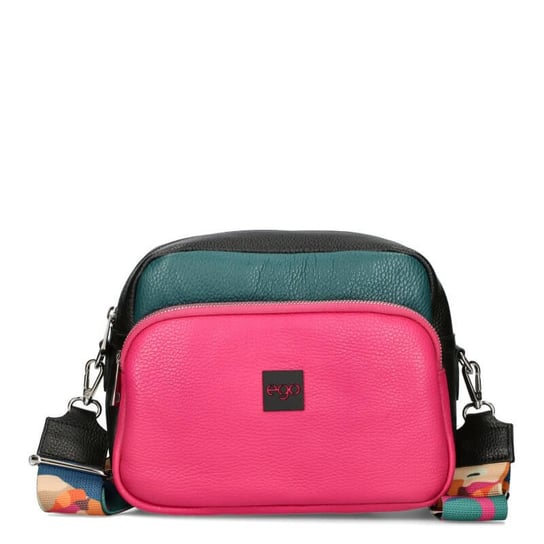 Czarna torebka crossbody XL tricolor fuksja skóra Ego