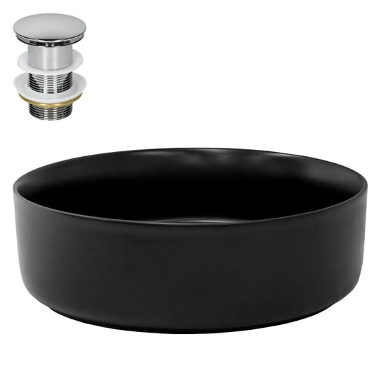Czarna umywalka Ø 360 x 120 mm + odpływ ML-DESIGN