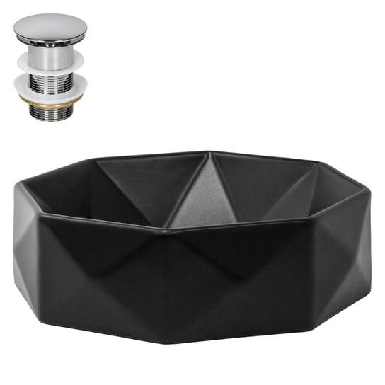 Czarna umywalka Ø 420 x 135 mm + odpływ ML-DESIGN