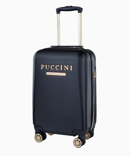Czarna walizka kabinowa z eleganckim napisem PUCCINI