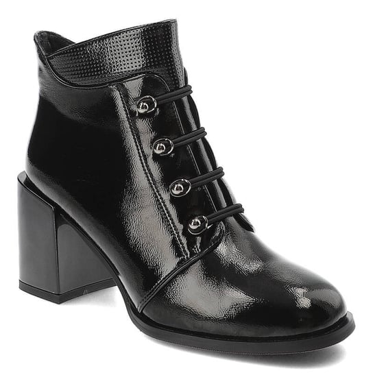 Czarne Botki Lakierowane Filippo Eleganckie Buty Damskie FILIPPO