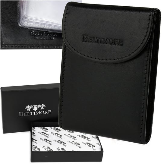 Czarne etui na dokumenty skórzane okładki portfel Beltimore G90 czarny Beltimore