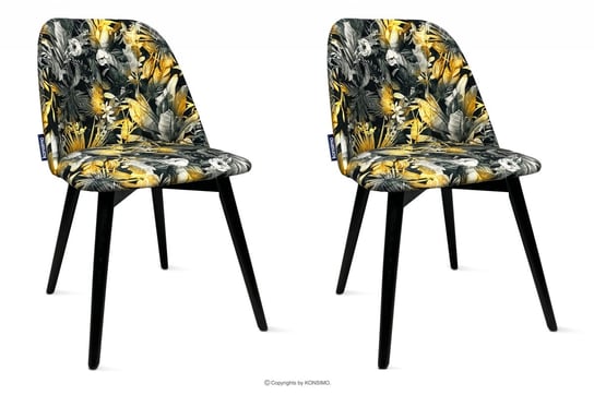 Czarne krzesła ze wzorem kwiatowym do jadalni 2szt BAKERI Konsimo Konsimo