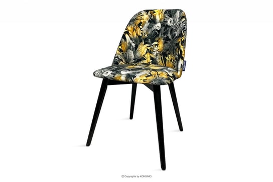 Czarne krzesło ze wzorem kwiatowym do jadalni BAKERI Konsimo