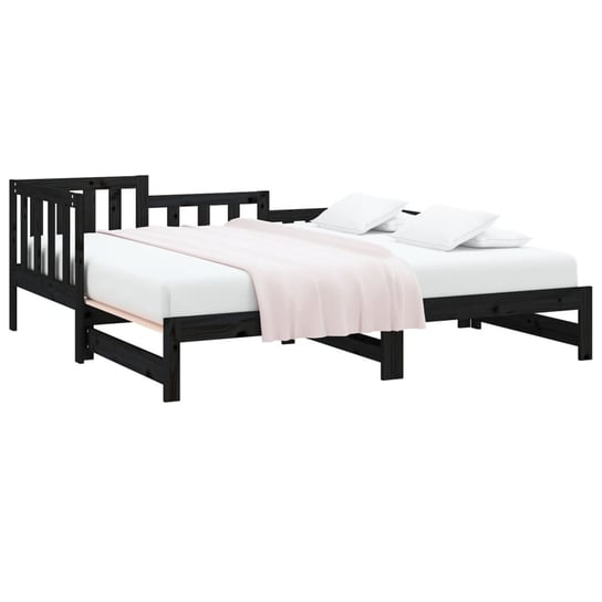 Czarne łóżko rozsuwane, lite drewno sosnowe, 2x(90x200) cm Shumee