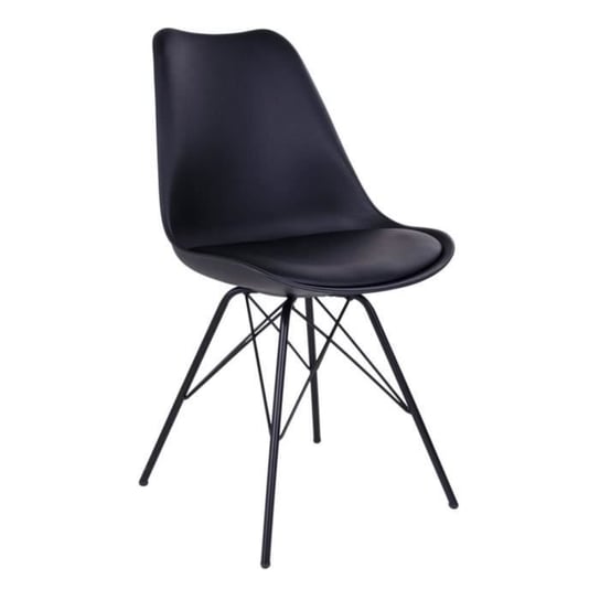 Czarne skórzane krzesło stołowe do jadalni - House Nordic - Jadalnia w Oslo - Ogród - Na zewnątrz - Metal - Skóra Inna marka