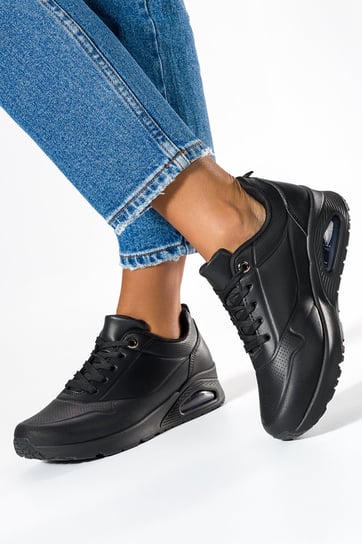 Czarne sneakersy damskie buty sportowe na platformie sznurowane Casu 19286-1-40 Casu