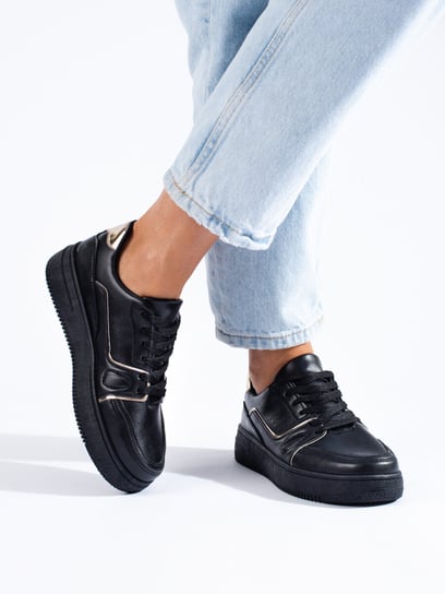 Czarne sneakersy damskie na platformie Shelovet-37 Inna marka