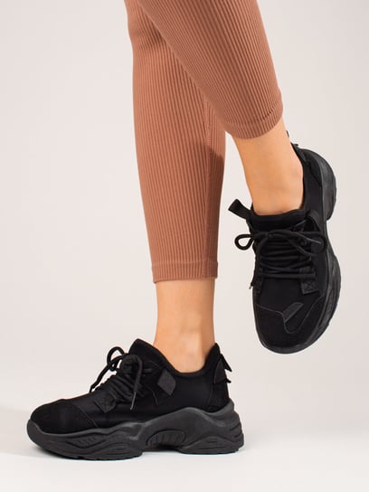 Czarne sneakersy damskie na platformie Shelovet-38 Inna marka
