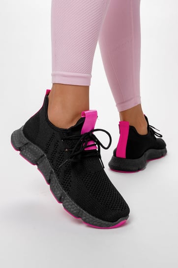 Czarne sneakersy na platformie buty sportowe sznurowane Casu YF607-5A-37 Casu