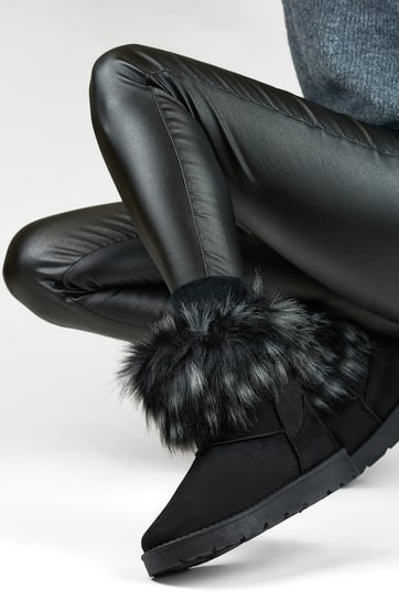 Czarne śniegowce damskie z futerkiem zimowe buty na zimę 37 Nelino