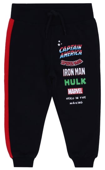 Czarne spodnie dresowe z czerwonym lampasem MARVEL 4-5 lat 110 cm Marvel