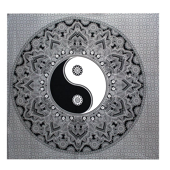 Czarno Biała Narzuta / Ozdoba Ścienna - Ying Yang ANCIENT WISDOM