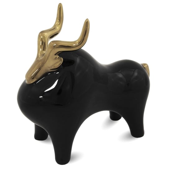 Czarno - złota figurka ceramiczna -  byk Toros 14,5 cm Duwen