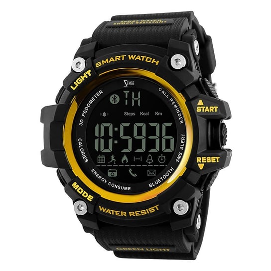 Czarno-Żółty Sportowy Męski Zegarek Zemge Smartwatch Yellow Zs1051M Inna marka