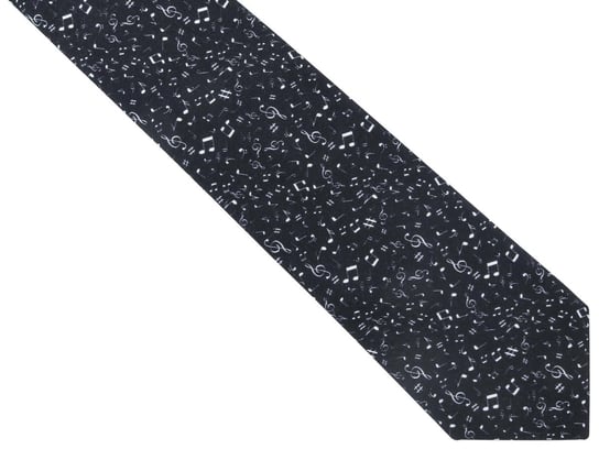 Czarny bawełniany krawat męski w białe nuty C25 Modini