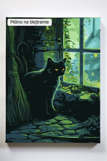 Czarny charakter, kot, koty, malowanie po numerach, blejtram, polskie Akrylowo
