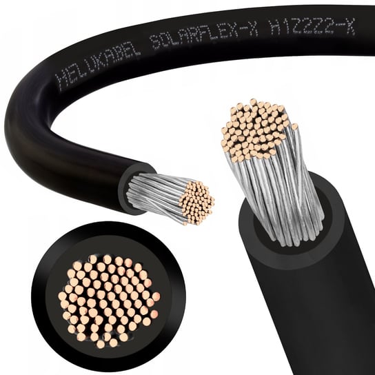 Czarny kabel solarny do systemów fotowoltaicznych 4mm² - SOLARFLEX-X H1Z2Z2-K Made in Germany 1 m HELUKABEL