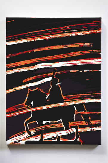 Czarny koń, abstrakcja, jeździec, malowanie po numerach Akrylowo