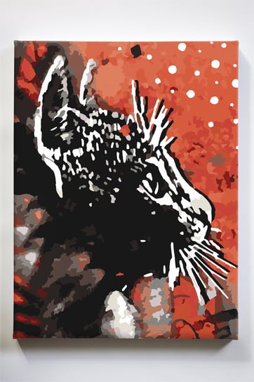 Czarny kot, zwierzęta, kontrast, pupil, malowanie po numerach Akrylowo
