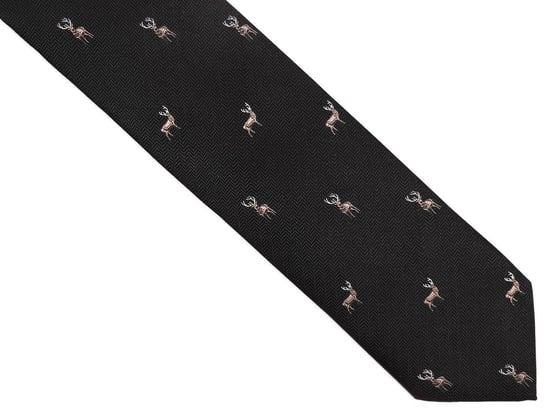 Czarny krawat męski w jelenie D350 Modini