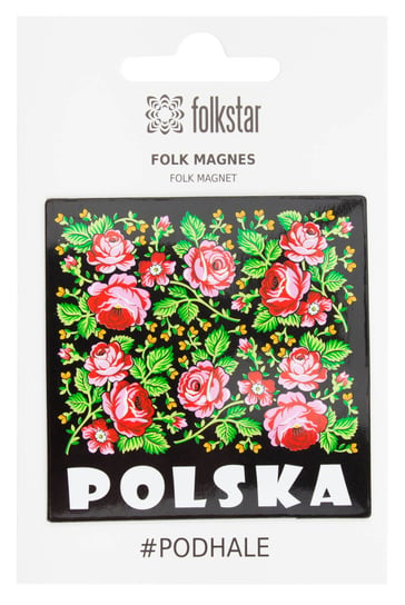 Czarny Magnes Na Lodówkę Folk - Wzory Góralskie Polska Folkstar Folkstar