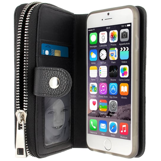 Czarny, odpinany portfel i etui na magnes do Apple iPhone 6 i 6s Avizar