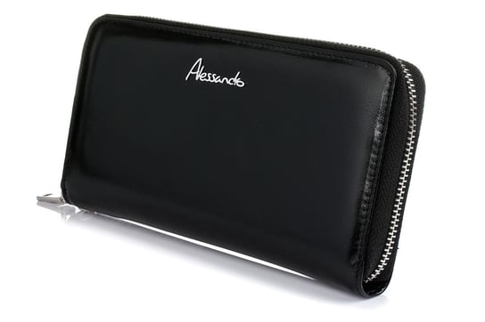 Czarny portfel skórzany licowy duży premium Alessandro kopertówka V18 czarny Alessandro Paoli