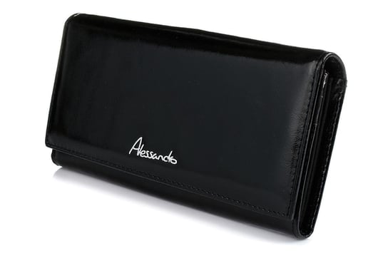 Czarny portfel skórzany licowy premium duży Alessandro V13 czarny Alessandro Paoli