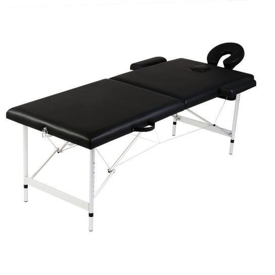 Czarny składany stół do masażu 2 strefy z aluminiową ramą vidaXL