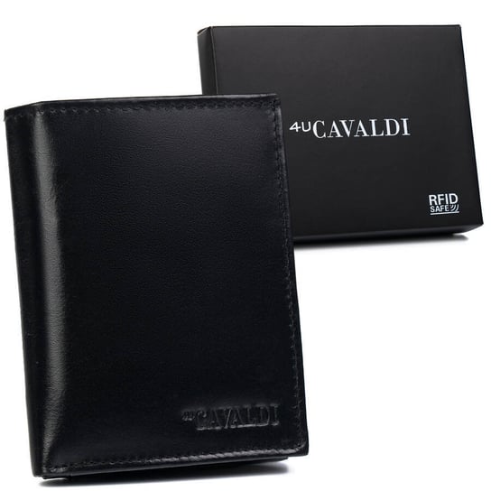 Czarny skorzany portfel meski z zabezpieczeniem RFID Protect 4U CAVALDI