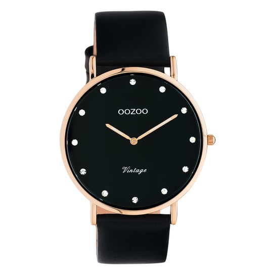 Czarny skórzany zegarek Oozoo C20249 Vintage Series unisex analogowy zegarek kwarcowy UOC20249 Oozoo