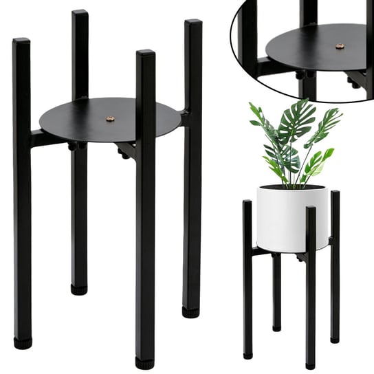 Czarny stojak metalowy/kwietnik na doniczkę 20-30,5x38 cm Garden Line