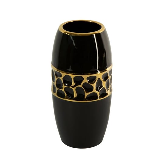 Czarny wazon dekoracyjny ze złotym wzorem 12X12X25 MADLEN Eurofirany