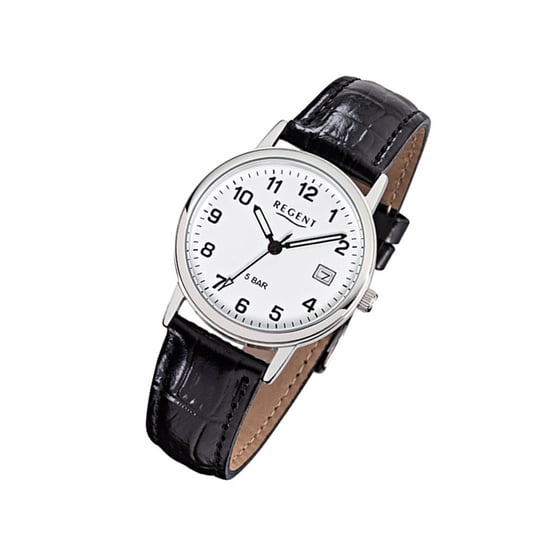 Czarny zegarek na rękę Regent F-791, męski analogowy zegarek kwarcowy URF791 Regent