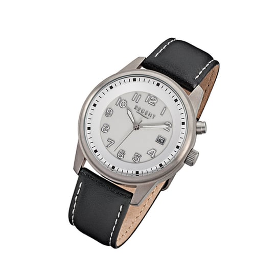 Czarny zegarek na rękę Regent F-846, męski analogowy zegarek kwarcowy URF846 Regent