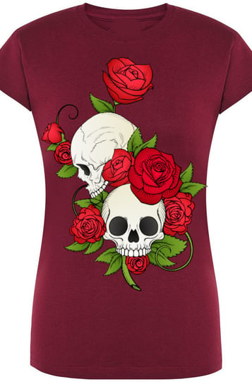 Czaszki Róże Damski Modny T-Shirt Lato Rozm.XL Inna marka