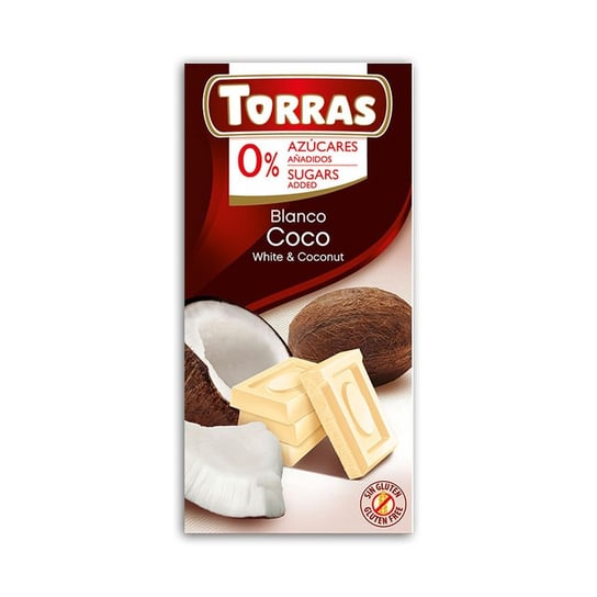 Czekolada Biała z Kokosem Bez Dodatku Cukru 75 g Torras Torras