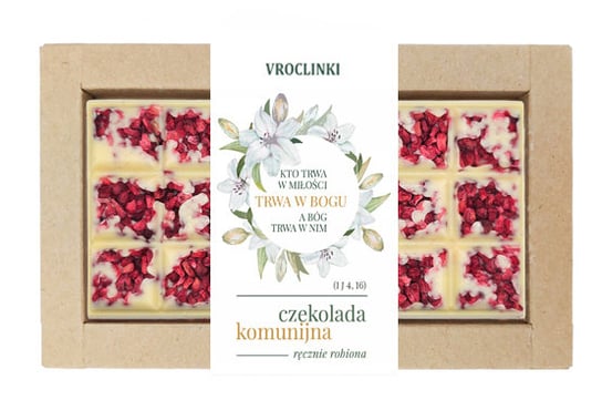 Czekolada biała z malinami - Komunia Święta II Vroclinki - Wrocławskie Praliny
