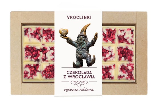 Czekolada biała z malinami - krasnal 5 Vroclinki - Wrocławskie Praliny
