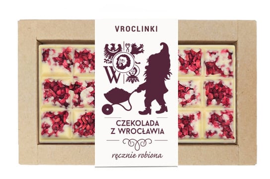 Czekolada biała z malinami - krasnal 6 Vroclinki - Wrocławskie Praliny