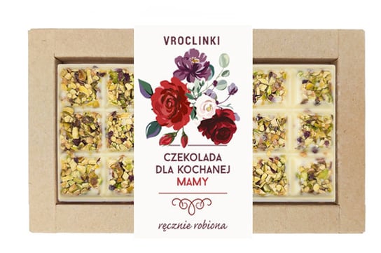 Czekolada biała z pistacjami - Dzień Mamy kwiaty Vroclinki - Wrocławskie Praliny