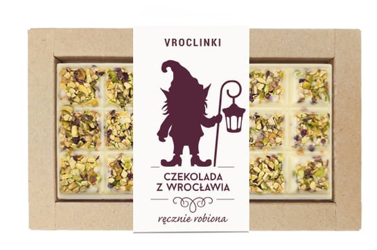 Czekolada biała z pistacjami - krasnal 4 Vroclinki - Wrocławskie Praliny