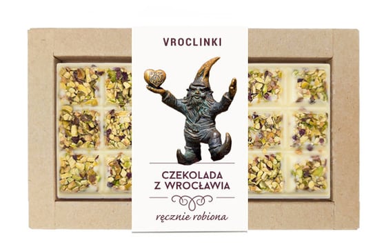 Czekolada biała z pistacjami - krasnal 5 Vroclinki - Wrocławskie Praliny
