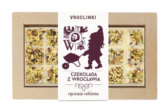Czekolada biała z pistacjami - krasnal 6 Vroclinki - Wrocławskie Praliny