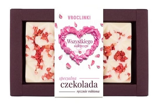 Czekolada biała z truskawkami - Dzień Kobiet Vroclinki Vroclinki - Wrocławskie Praliny