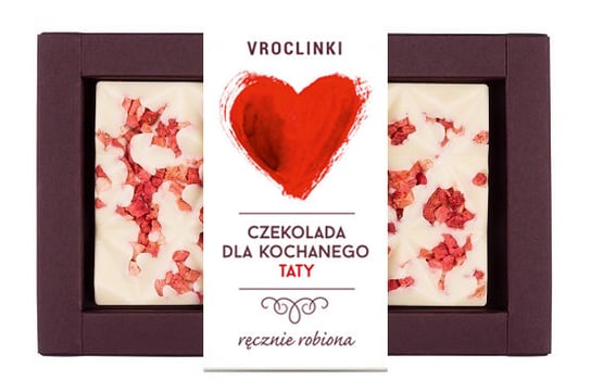 Czekolada biała z truskawkami - serce dla taty Vroclinki - Wrocławskie Praliny