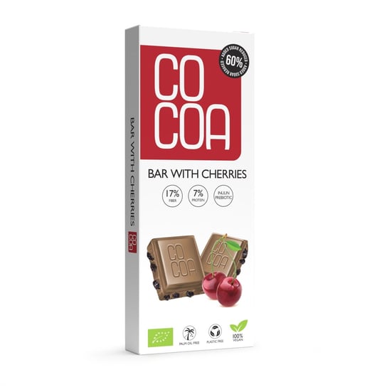 Czekolada biała z wiśniami 60% mniej cukru BIO 40 g - Cocoa Cocoa