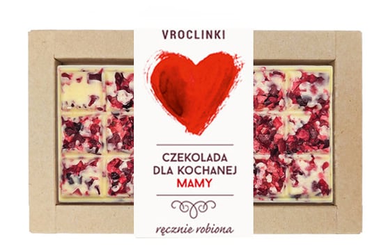 Czekolada biała z żurawiną - Dzień Mamy serce Vroclinki - Wrocławskie Praliny