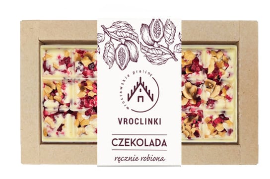 Czekolada biała z żurawiną i orzechami laskowymi - ecru Vroclinki - Wrocławskie Praliny